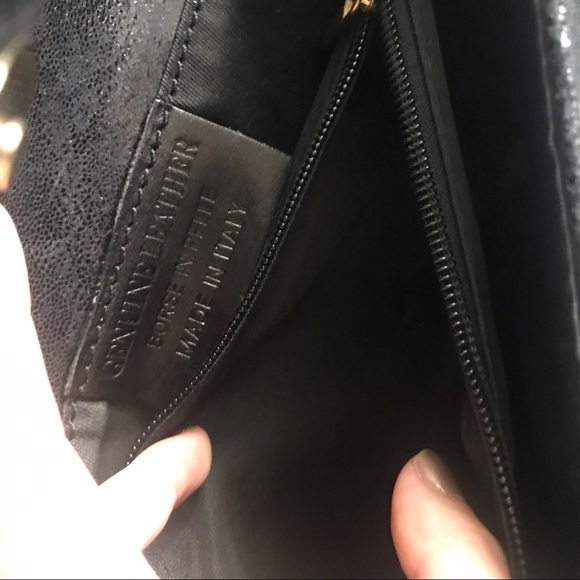 ✨Italian Leather Clutch with gold chain + Real fur - Picture 5 of 5